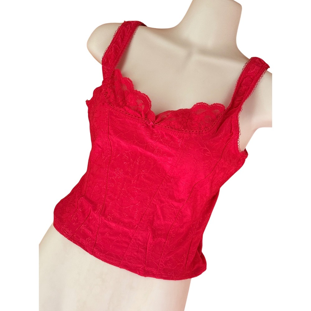 Y2K 2000s Arianne Floral Jacquard Lace Trim Corset style Camisole Top